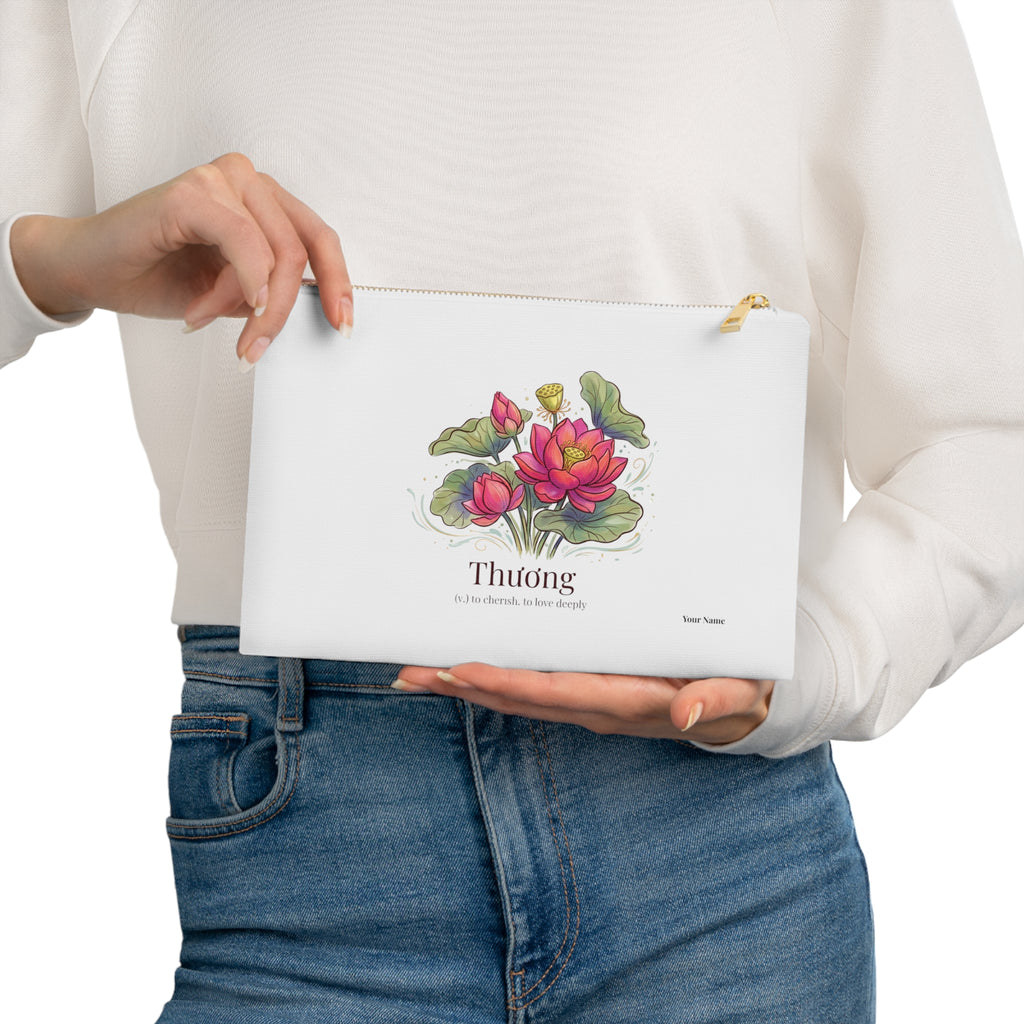 Vietnamese Lotus & "Thương (To love, To cherish)" Cosmetic Bag