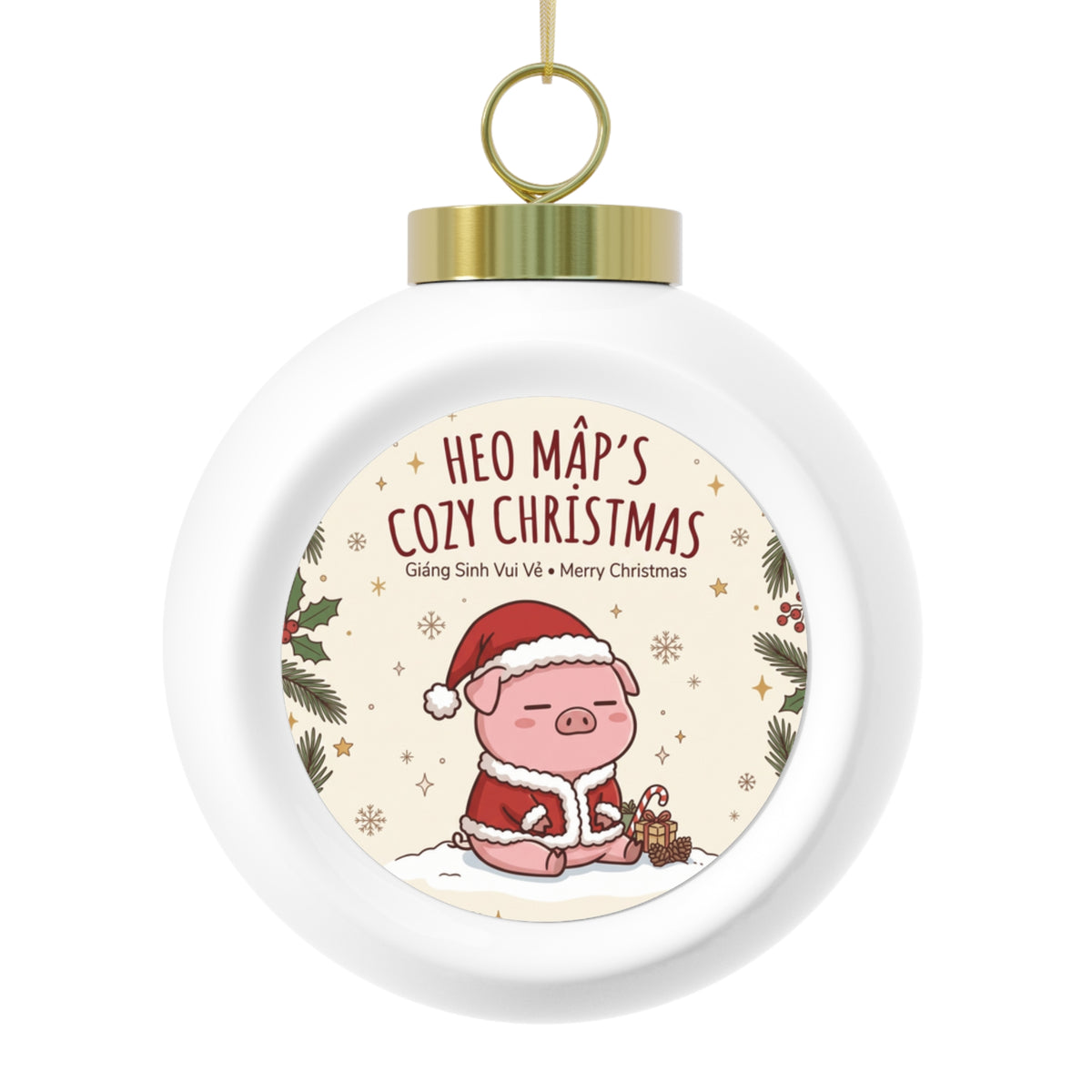 Heo Mập (Chubby Pig) Santa Pig Christmas Ornament (Merry Oink-mas)
