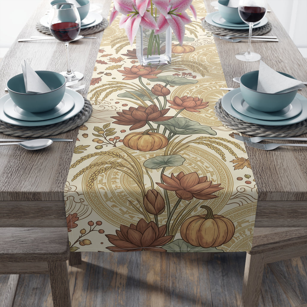 Vietnamese Autumn Lotus Thanksgiving Table Runner