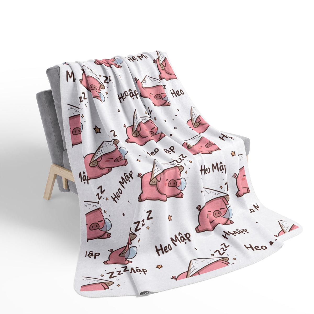 Heo Mập (Chubby Pig) Sleeping Pig Fleece Sherpa Blanket