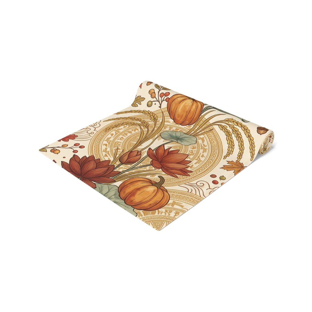 Vietnamese Autumn Lotus Thanksgiving Table Runner