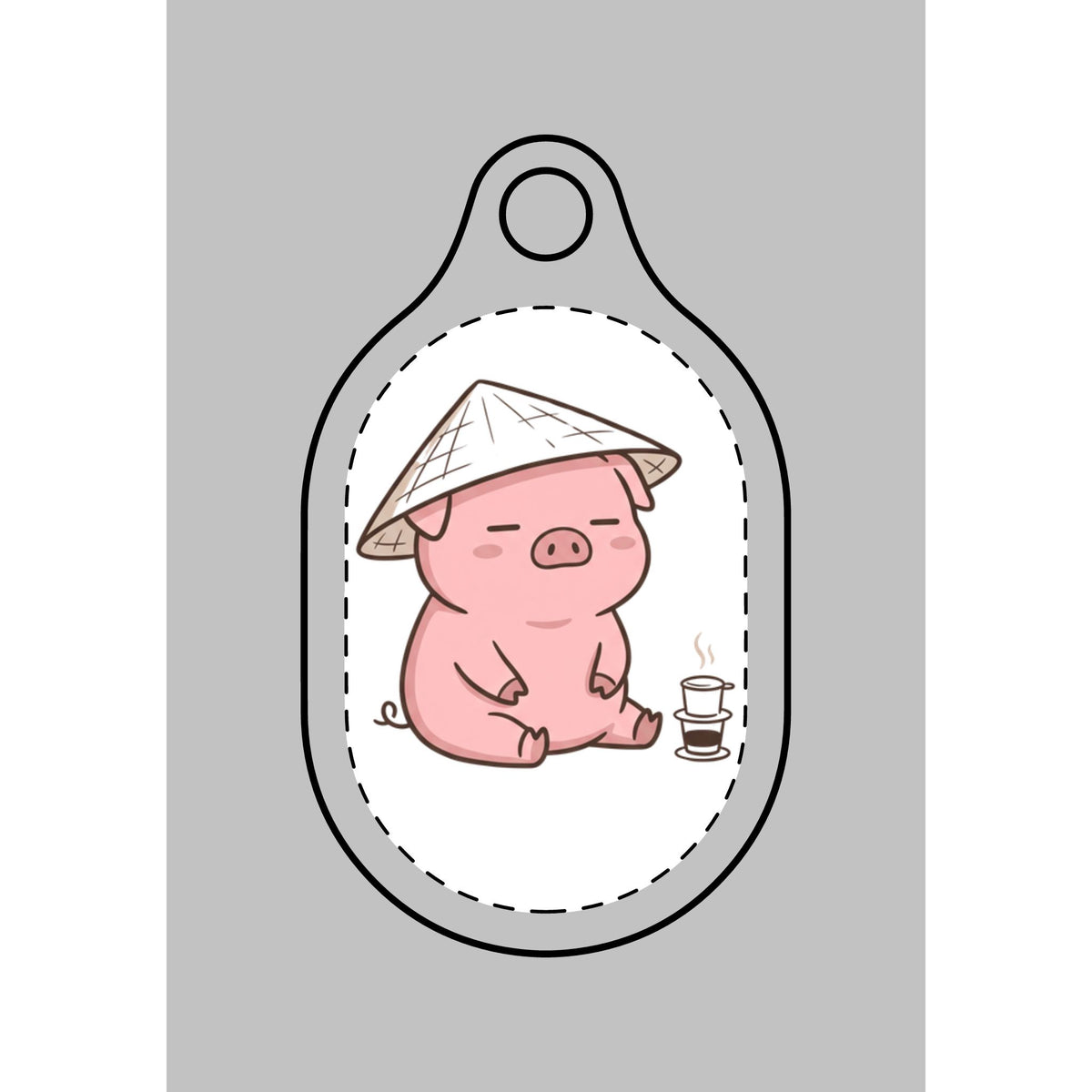 Cute Heo Mập (Chubby Pig) AirTag Holder Keychain