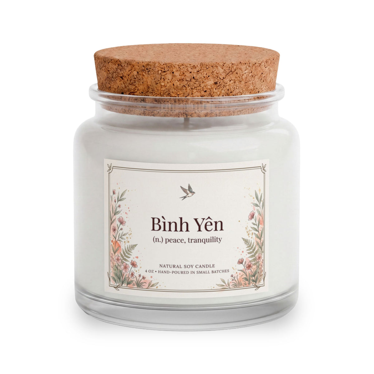 Vietnamese Bình yên (Peace) Candle & Blush Blanket Gift Set