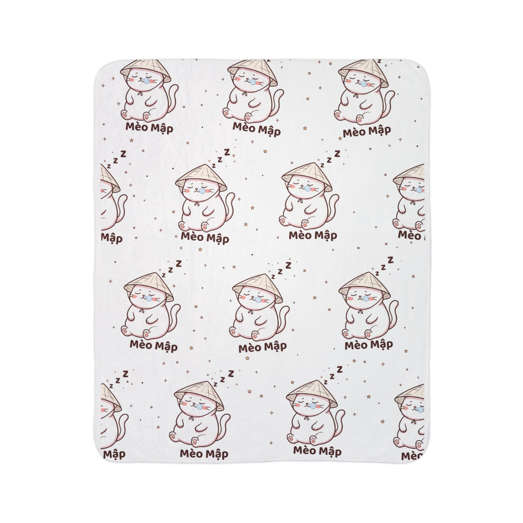 Mèo Lười (Lazy Cat) Sleeping Cat Fleece Sherpa Blanket