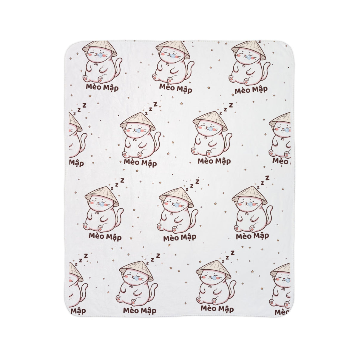 Mèo Lười (Lazy Cat) Sleeping Cat Fleece Sherpa Blanket