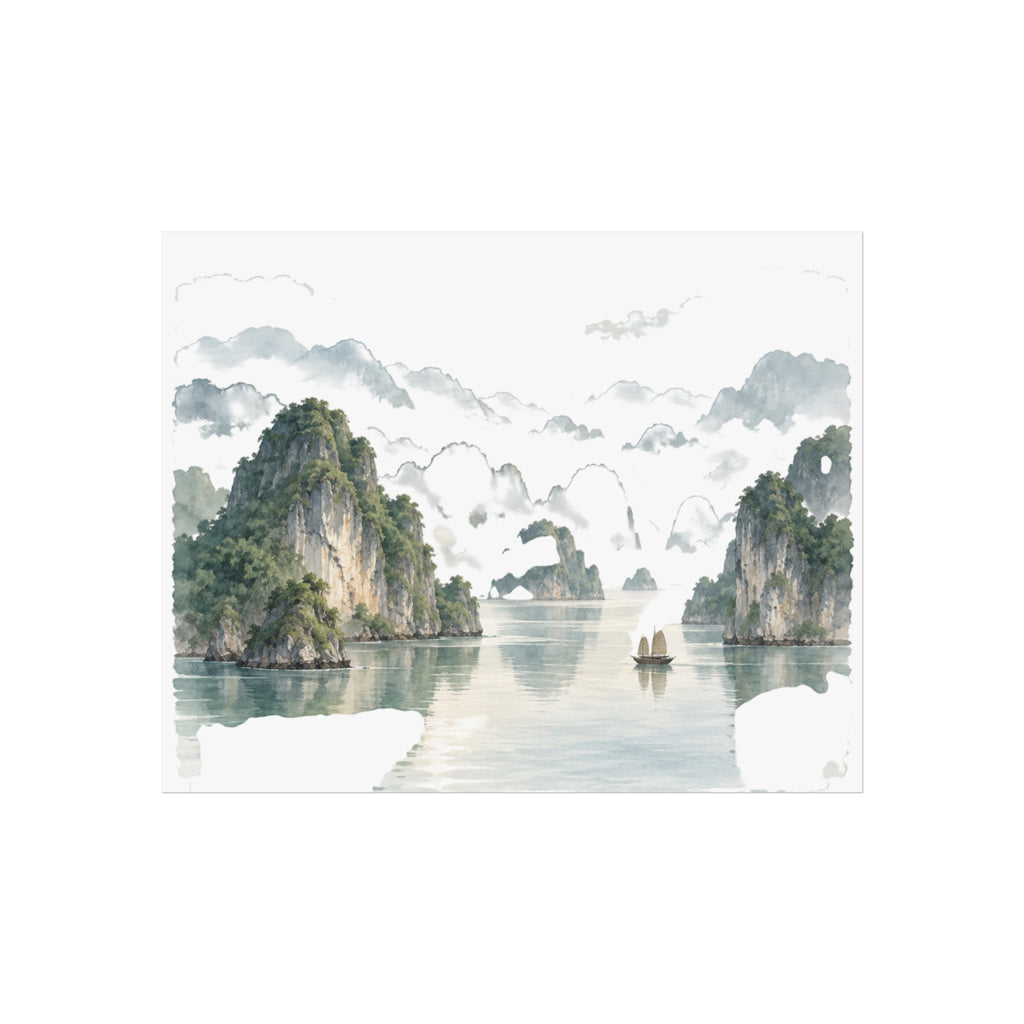 Ha Long Bay Watercolor Print