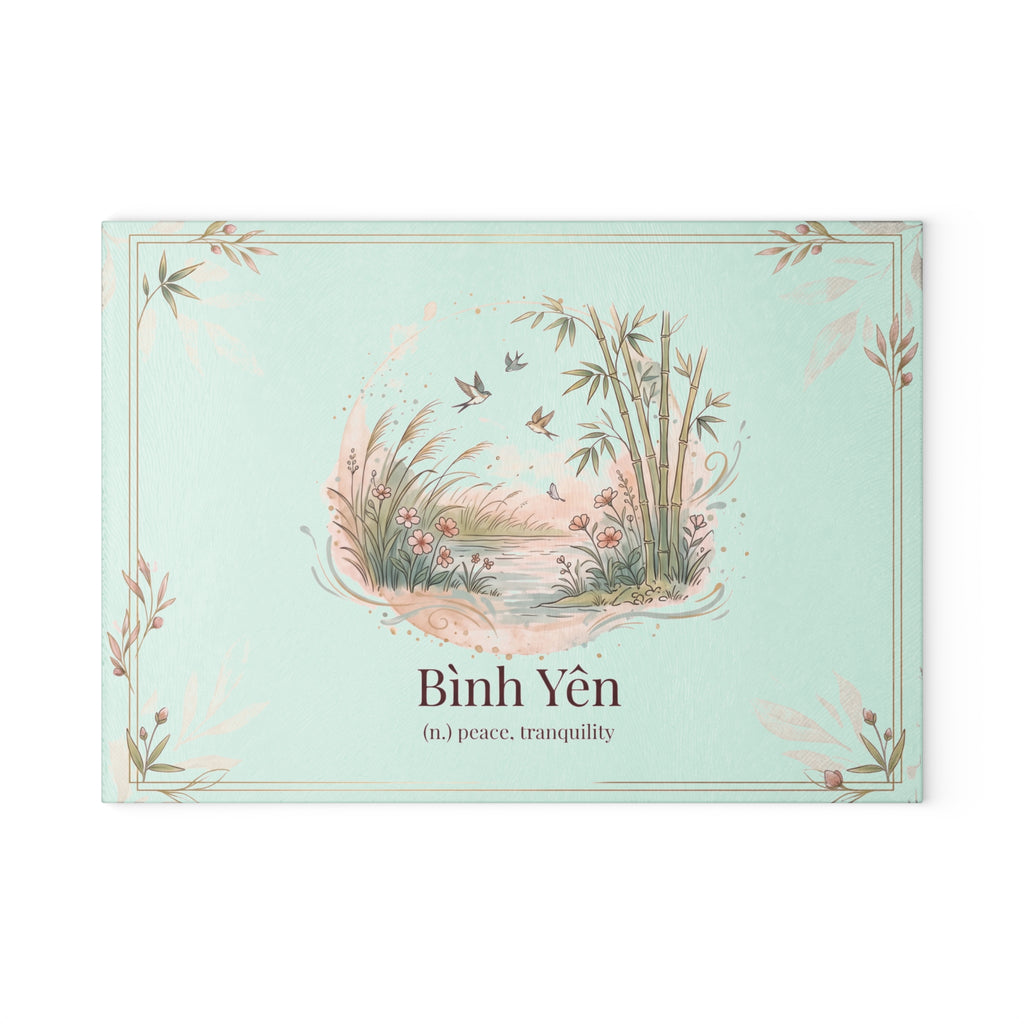 Vietnamese Bamboo Bình Yên (Peace) Glass Cutting Board