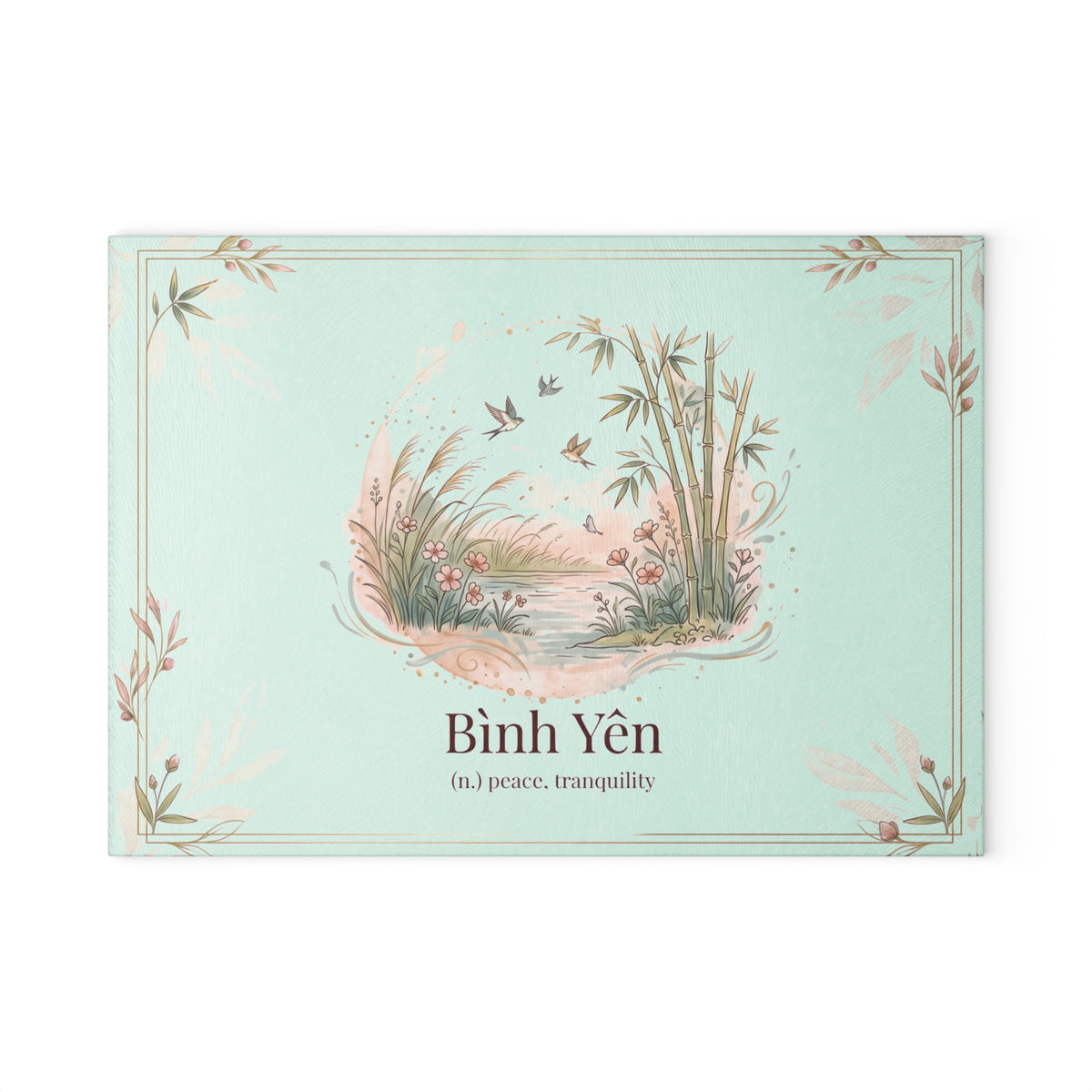 Vietnamese Bamboo Bình Yên (Peace) Glass Cutting Board