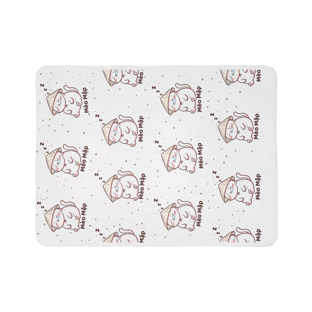 Mèo Lười (Lazy Cat) Sleeping Cat Fleece Sherpa Blanket