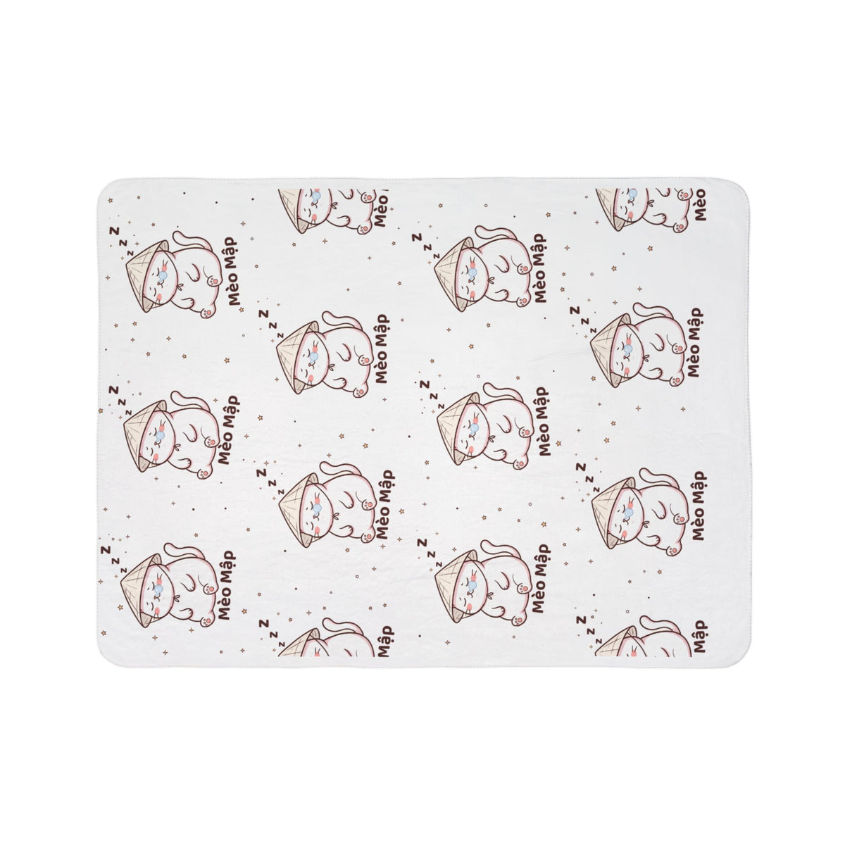 Mèo Lười (Lazy Cat) Sleeping Cat Fleece Sherpa Blanket