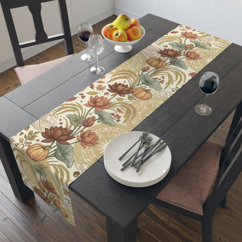 Vietnamese Autumn Lotus Thanksgiving Table Runner