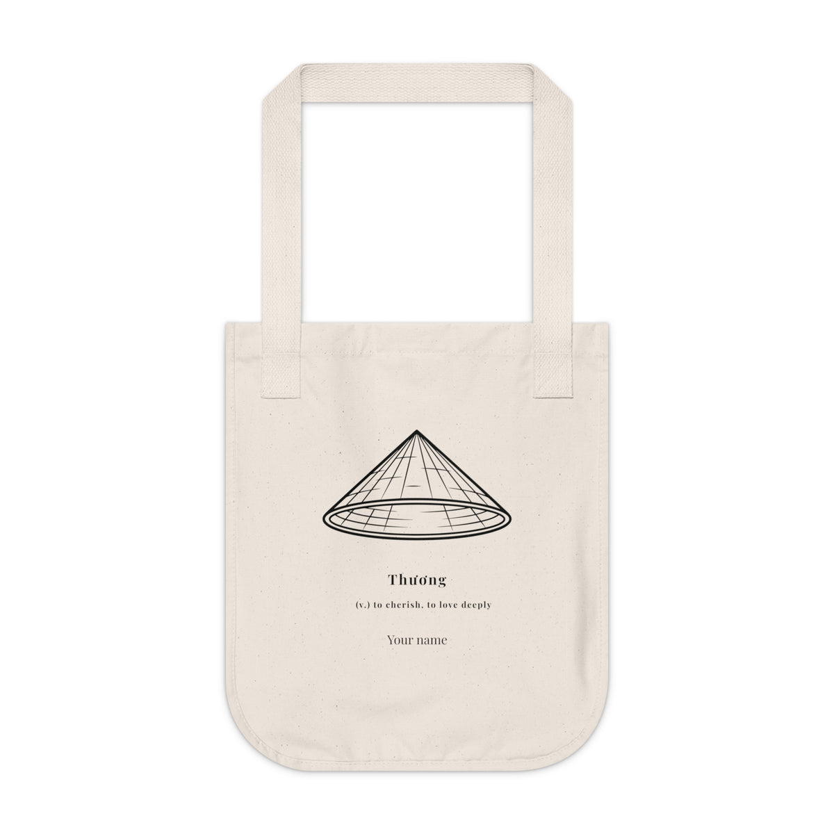 Vietnamese Nón Lá (Conical hat)Tote | "Thuong (To love, To cherish)"