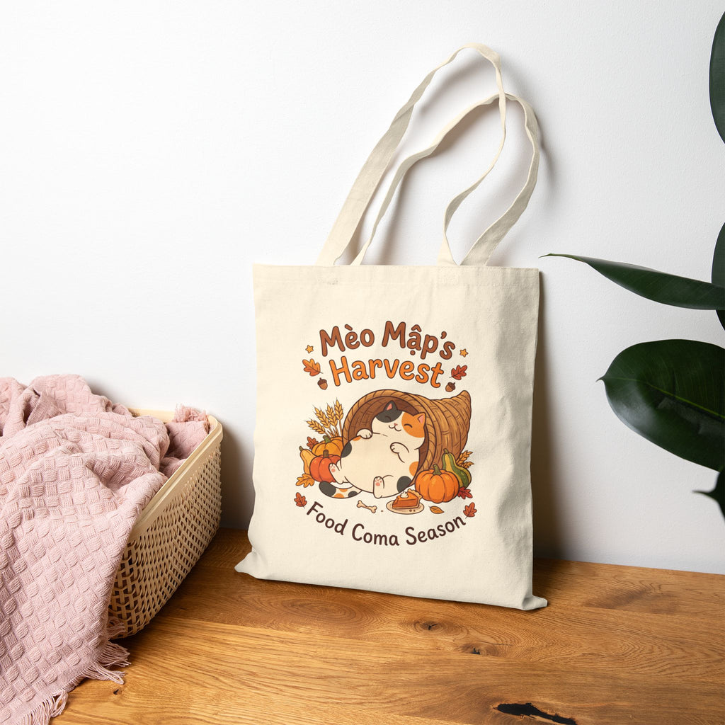 Mèo Lười (Lazy Cat) Thanksgiving Tote Bag