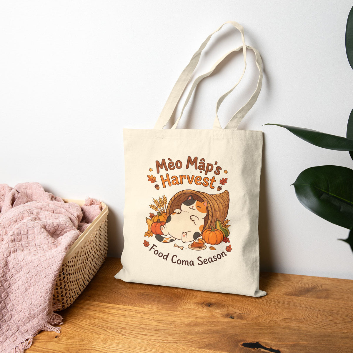 Mèo Lười (Lazy Cat) Thanksgiving Tote Bag