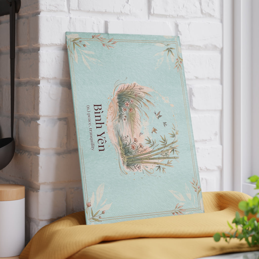 Vietnamese Bamboo Bình Yên (Peace) Glass Cutting Board