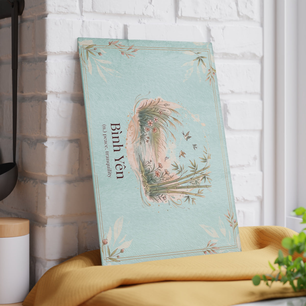 Vietnamese Bamboo Bình Yên (Peace) Glass Cutting Board