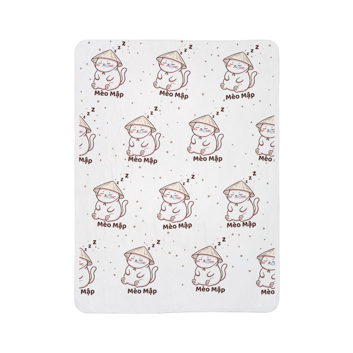 Mèo Lười (Lazy Cat) Sleeping Cat Fleece Sherpa Blanket