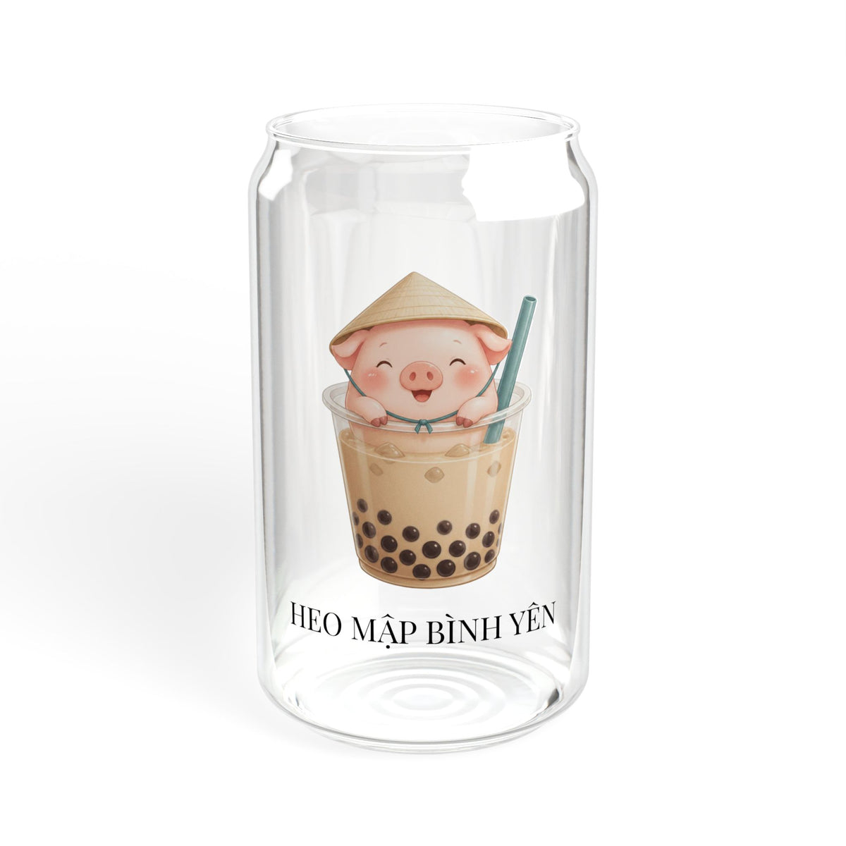 Cute Heo Mập (Chubby Pig) Glass Can
