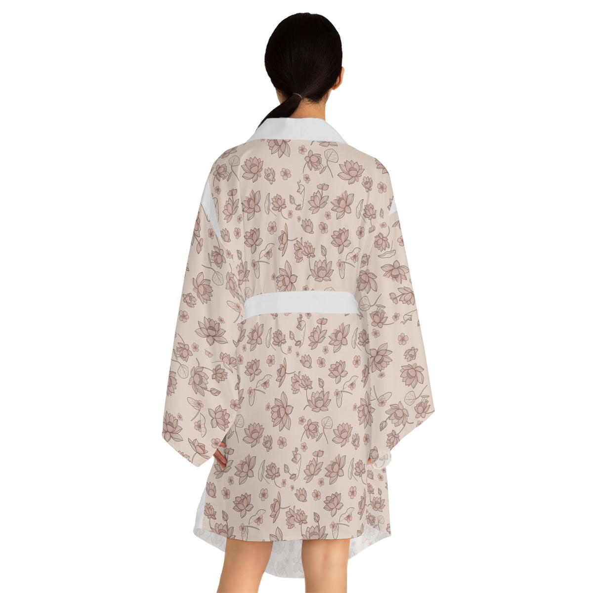 Vietnamese Lotus Floral Kimono Robe