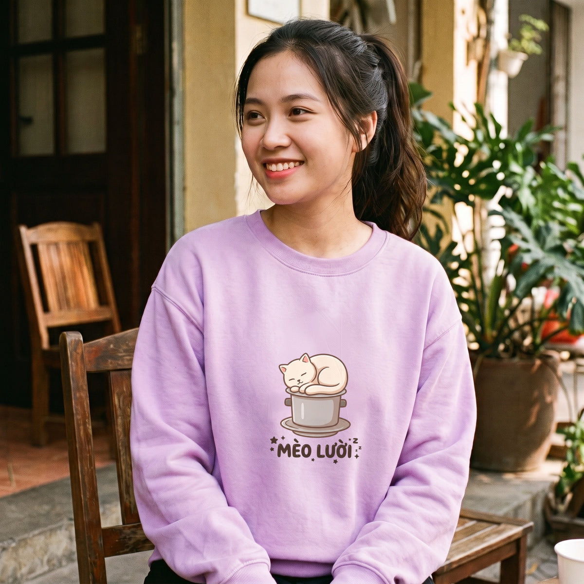 Mèo Lười (Lazy Cat) Coffee Lover Sweatshirt