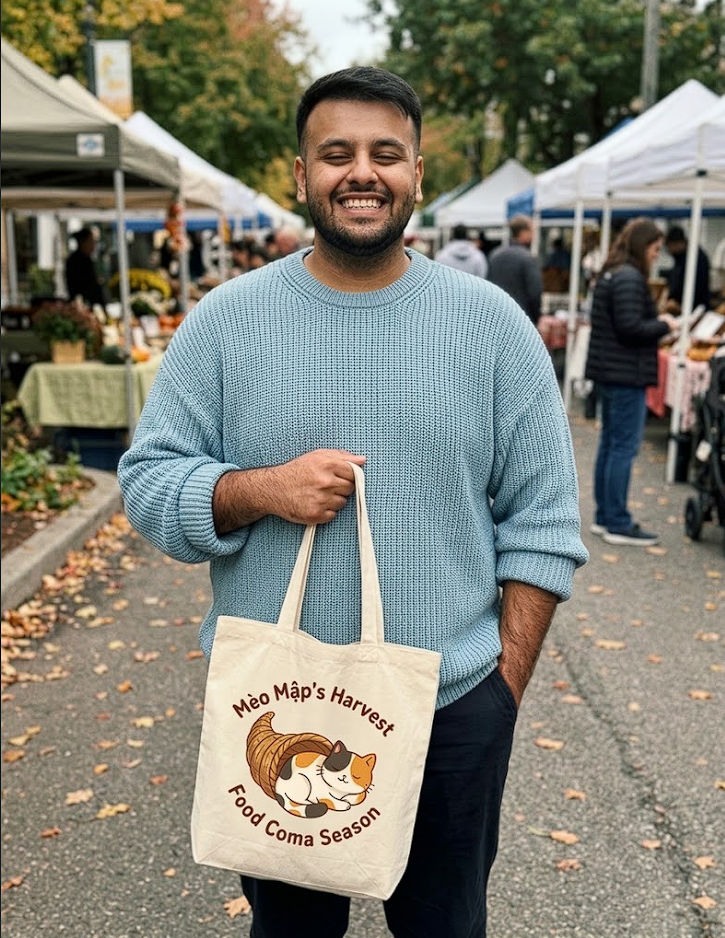 Mèo Lười (Lazy Cat) Thanksgiving Tote Bag