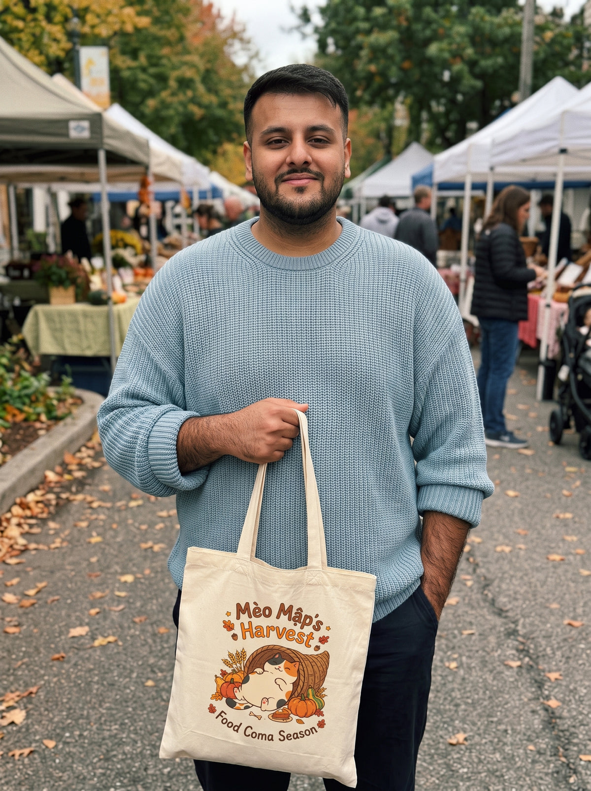 Mèo Lười (Lazy Cat) Thanksgiving Tote Bag
