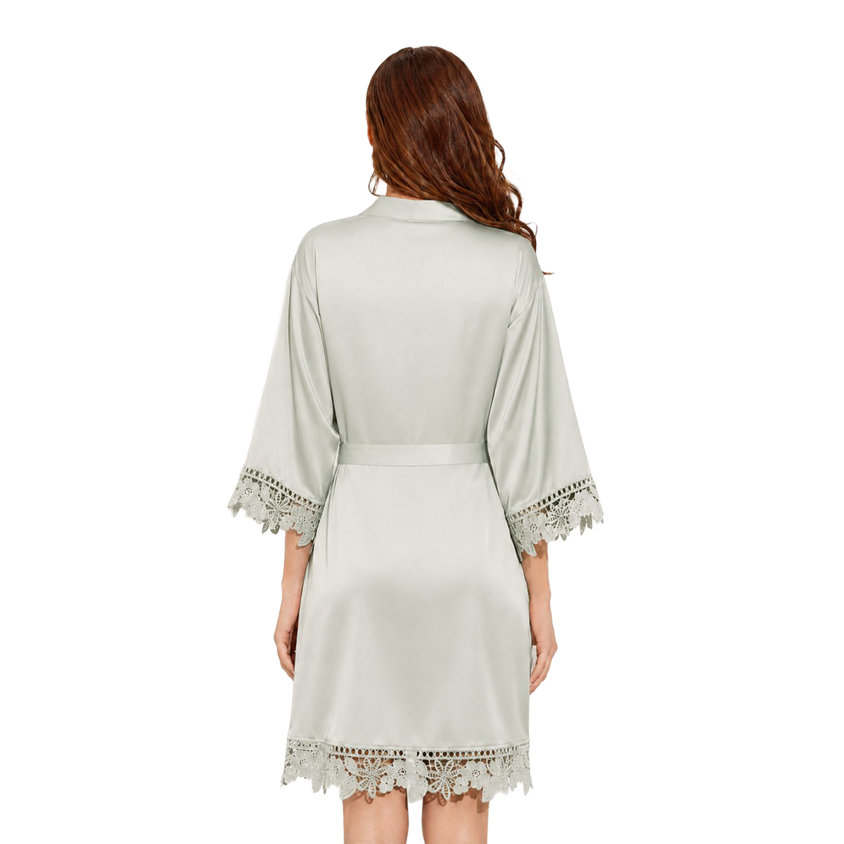 Vietnamese Bình yên (Peace) Floral Crest Satin Bridal Robe
