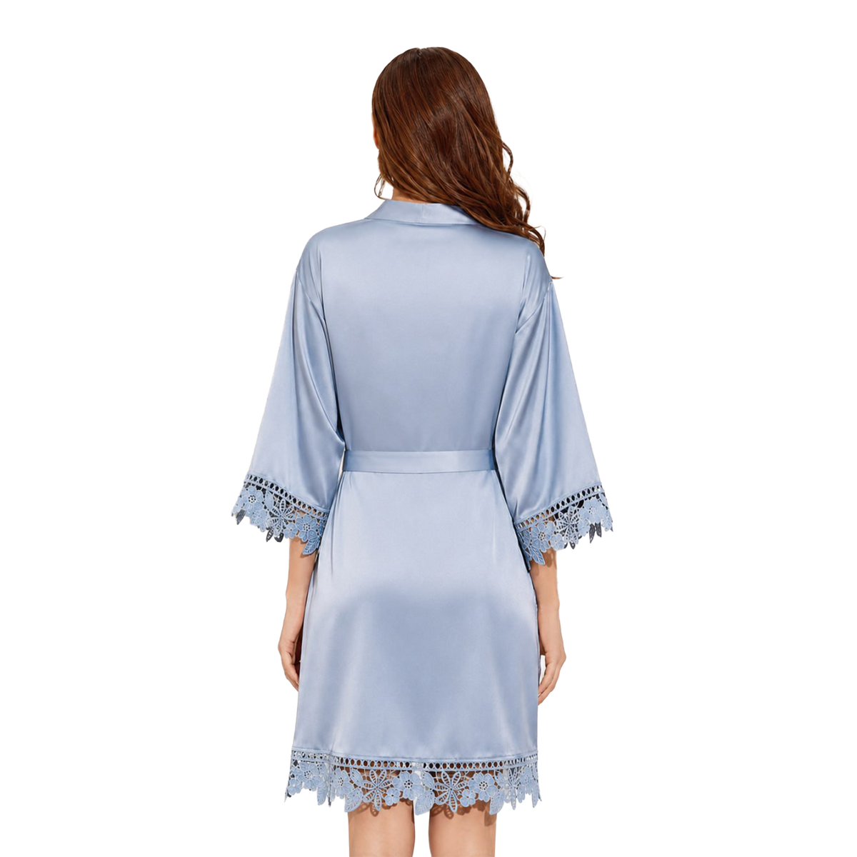 Vietnamese Bình yên (Peace) Floral Crest Satin Bridal Robe