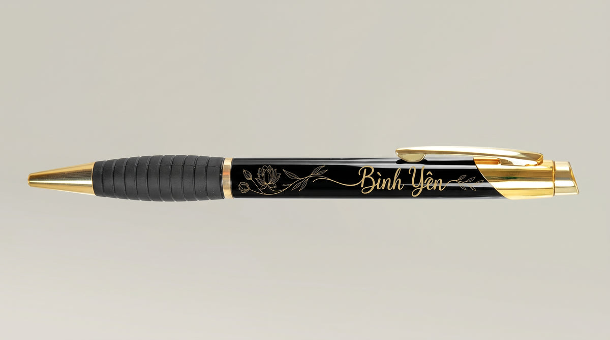 Bình Yên Floral Engraved Brass Ballpoint Pen