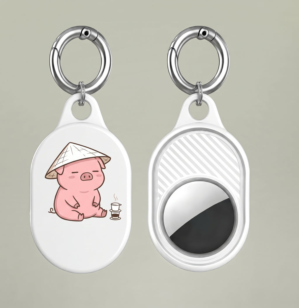 Cute Heo Mập (Chubby Pig) AirTag Holder Keychain