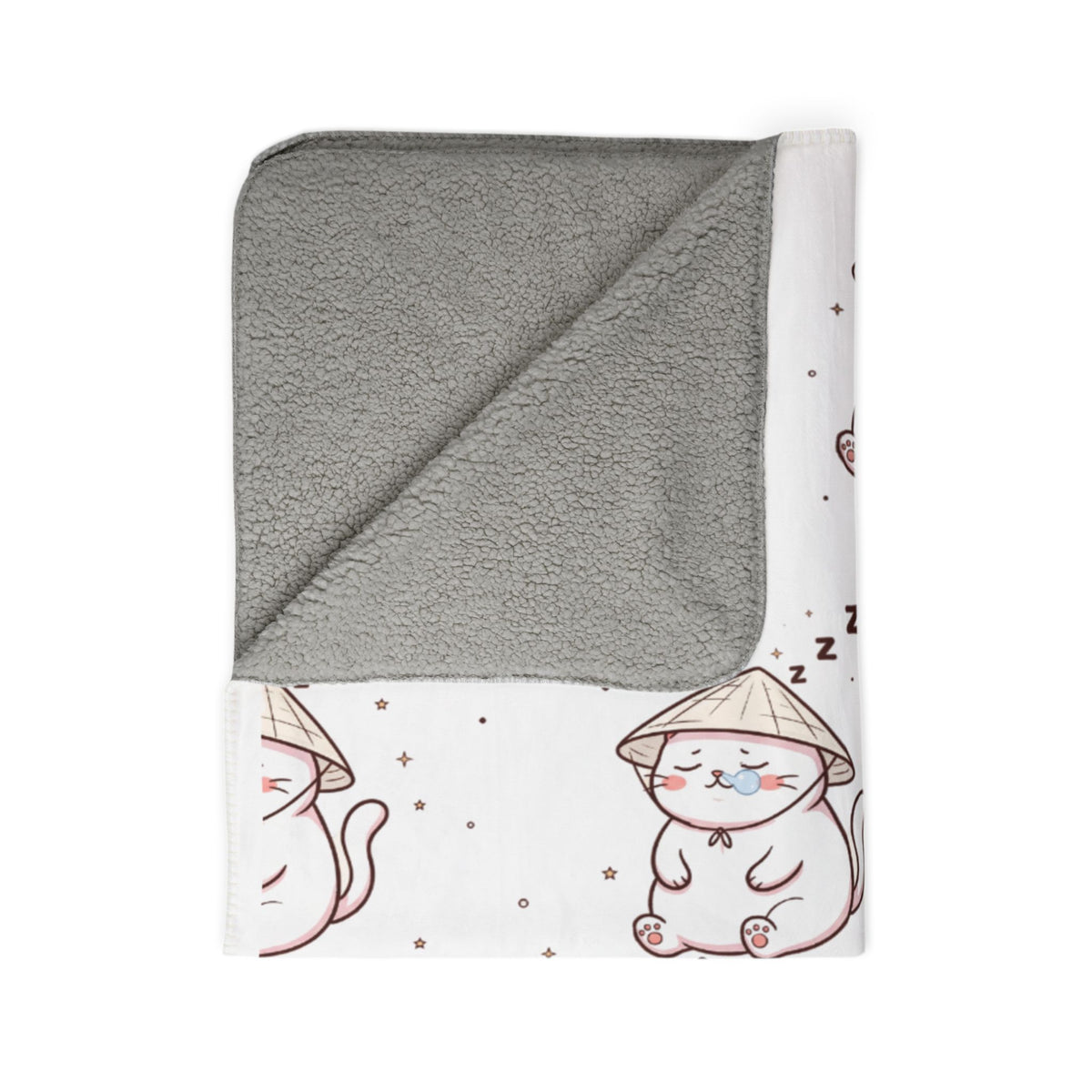 Mèo Lười (Lazy Cat) Sleeping Cat Fleece Sherpa Blanket
