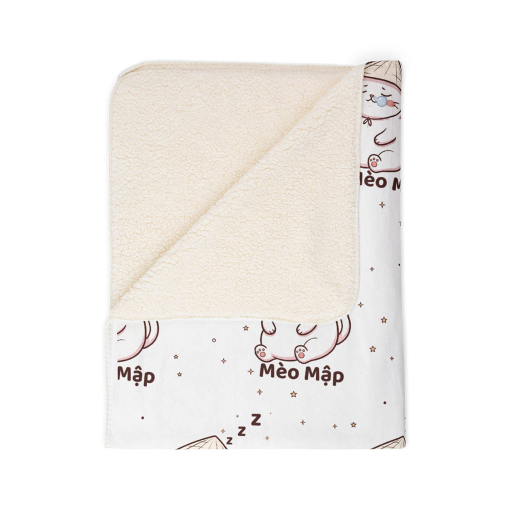 Mèo Lười (Lazy Cat) Sleeping Cat Fleece Sherpa Blanket