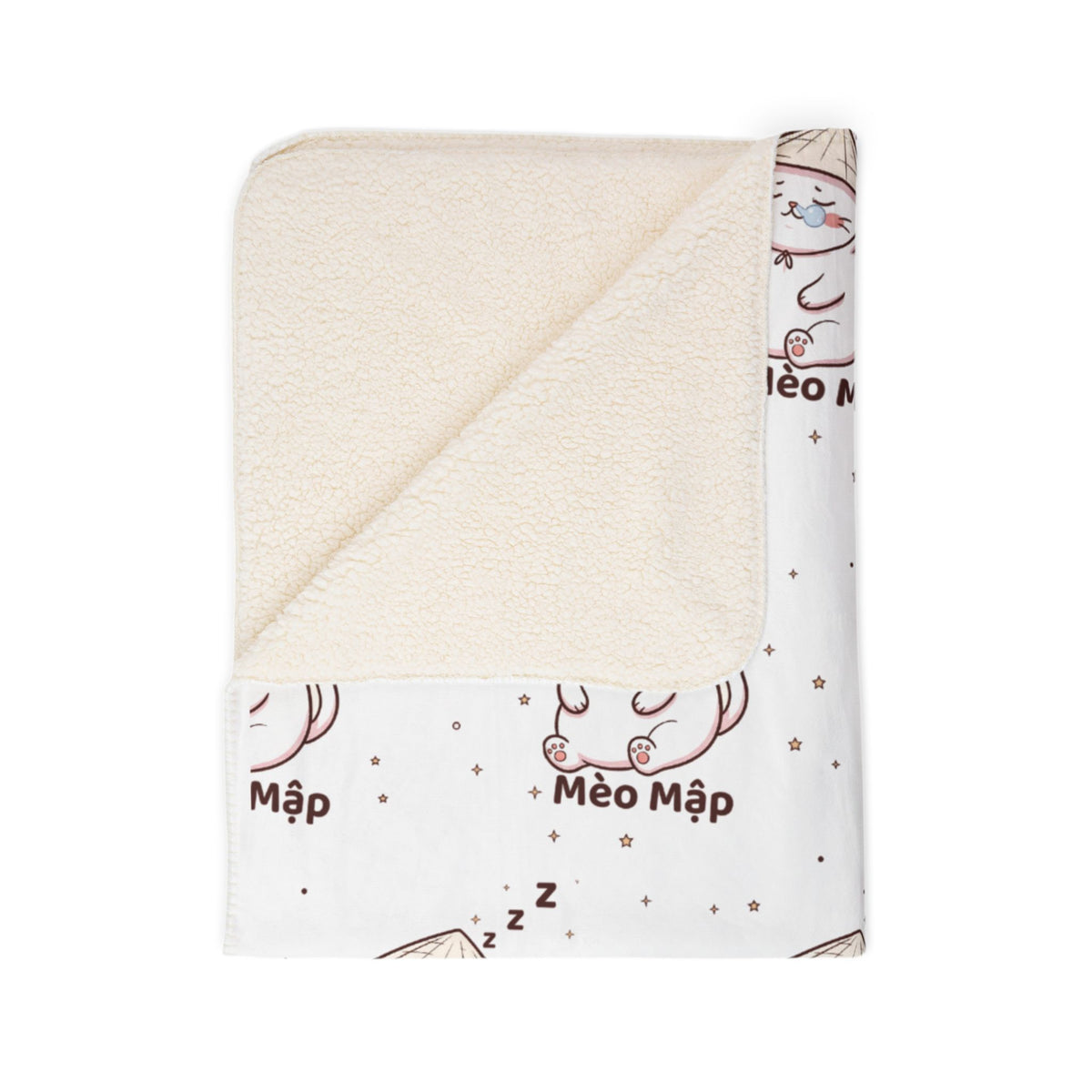 Mèo Lười (Lazy Cat) Sleeping Cat Fleece Sherpa Blanket