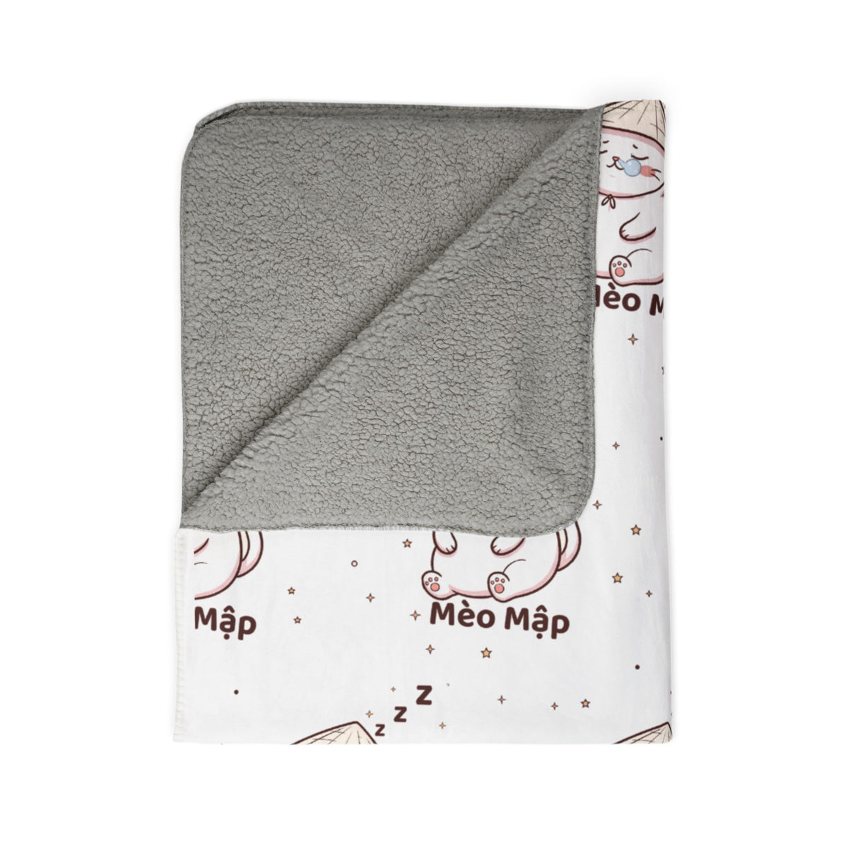 Mèo Lười (Lazy Cat) Sleeping Cat Fleece Sherpa Blanket