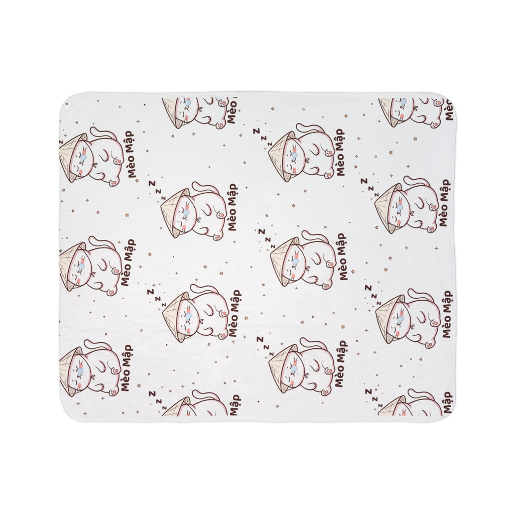 Mèo Lười (Lazy Cat) Sleeping Cat Fleece Sherpa Blanket