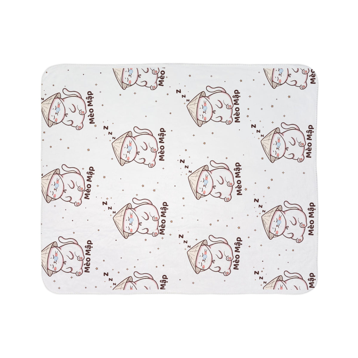 Mèo Lười (Lazy Cat) Sleeping Cat Fleece Sherpa Blanket