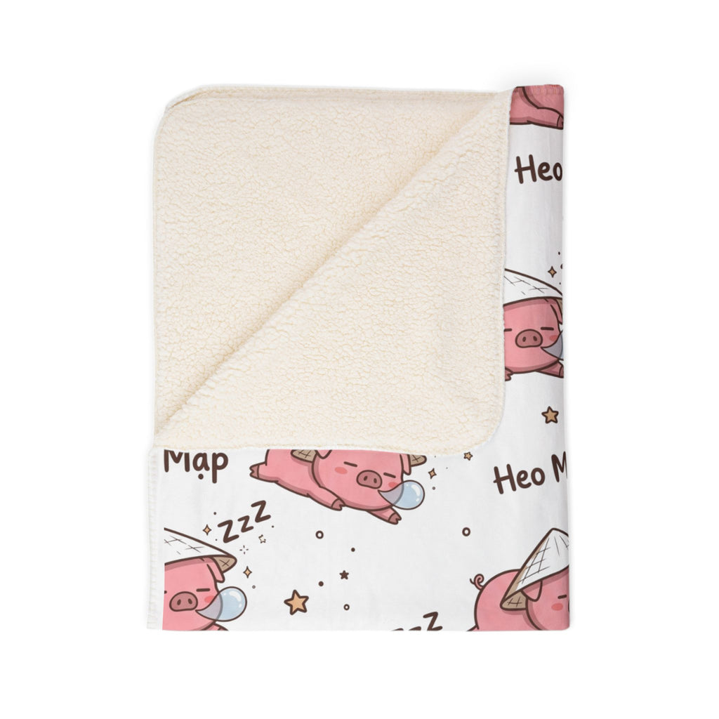 Heo Mập (Chubby Pig) Sleeping Pig Fleece Sherpa Blanket