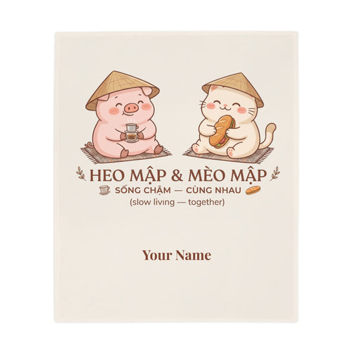 Chubby Pig & Chubby Cat Plush Fleece Blanket