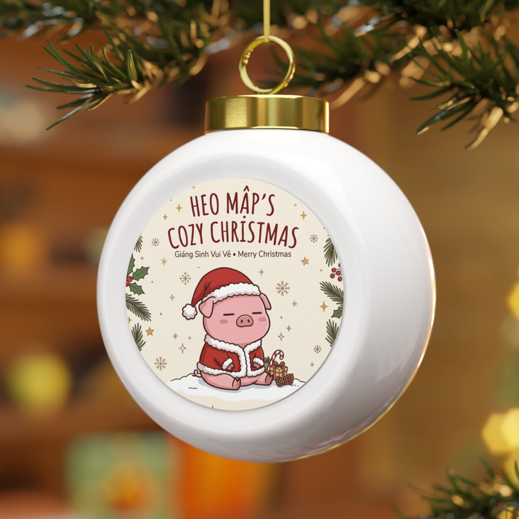 Heo Mập (Chubby Pig) Santa Pig Christmas Ornament (Merry Oink-mas)