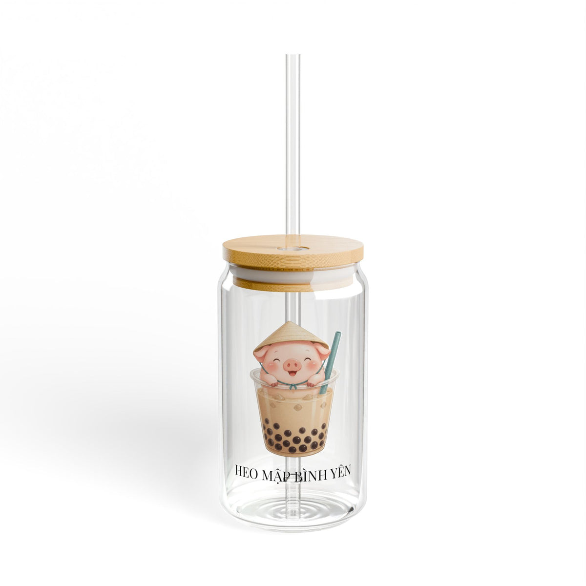 Cute Heo Mập (Chubby Pig) Glass Can