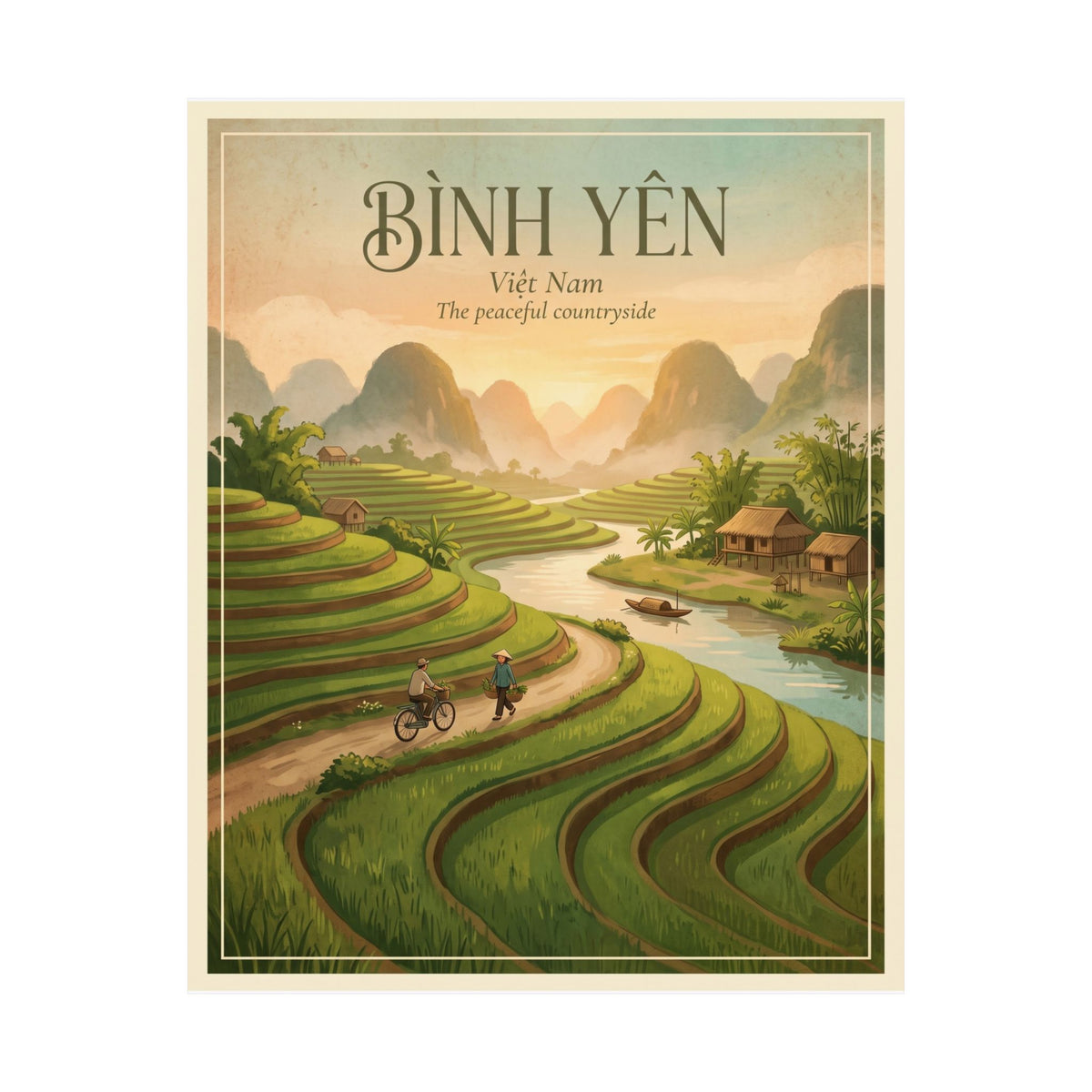 Bình Yên Vietnam Rice Terraces Poster