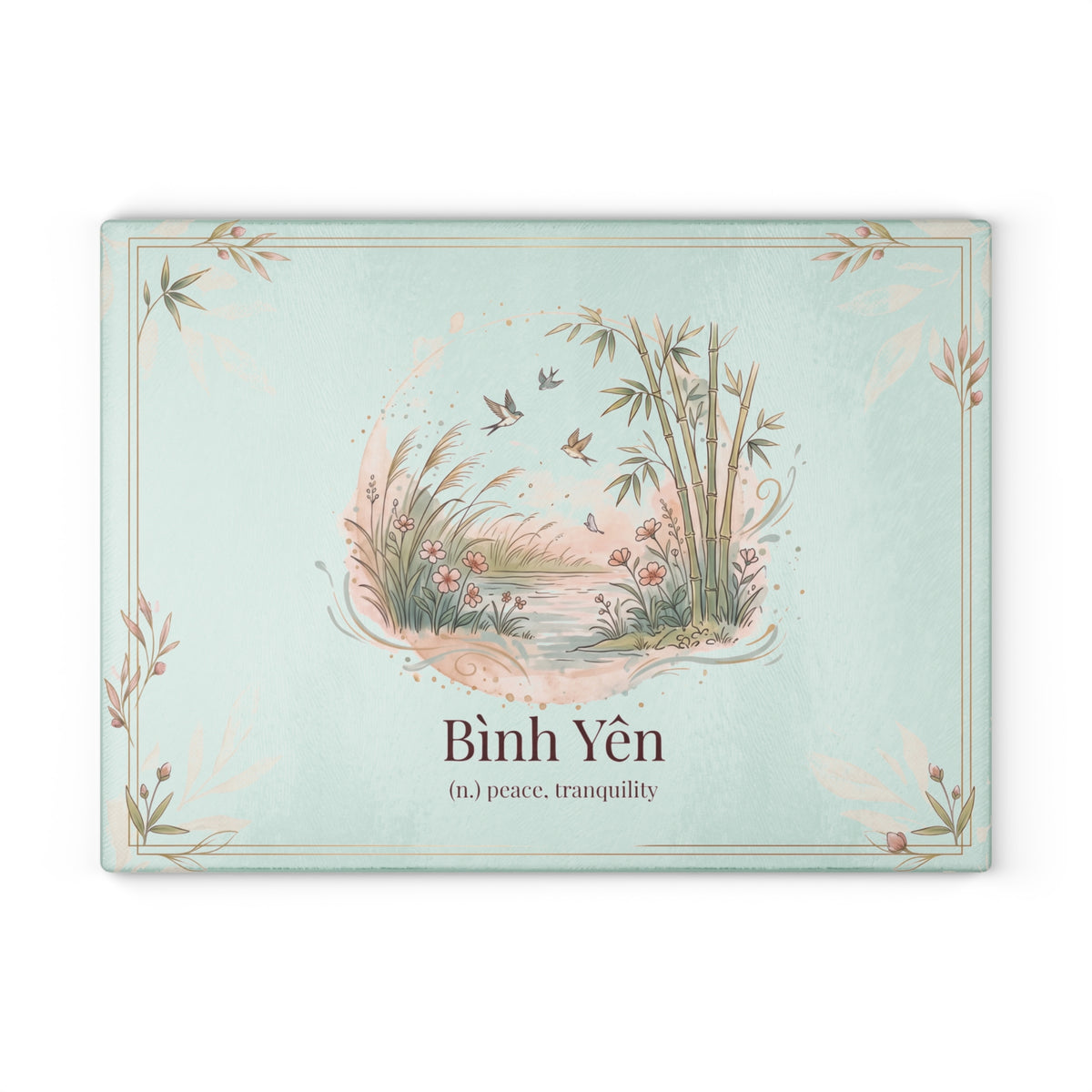 Vietnamese Bamboo Bình Yên (Peace) Glass Cutting Board
