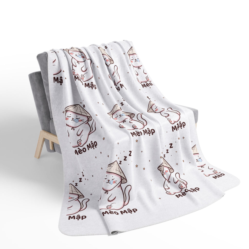Mèo Lười (Lazy Cat) Sleeping Cat Fleece Sherpa Blanket