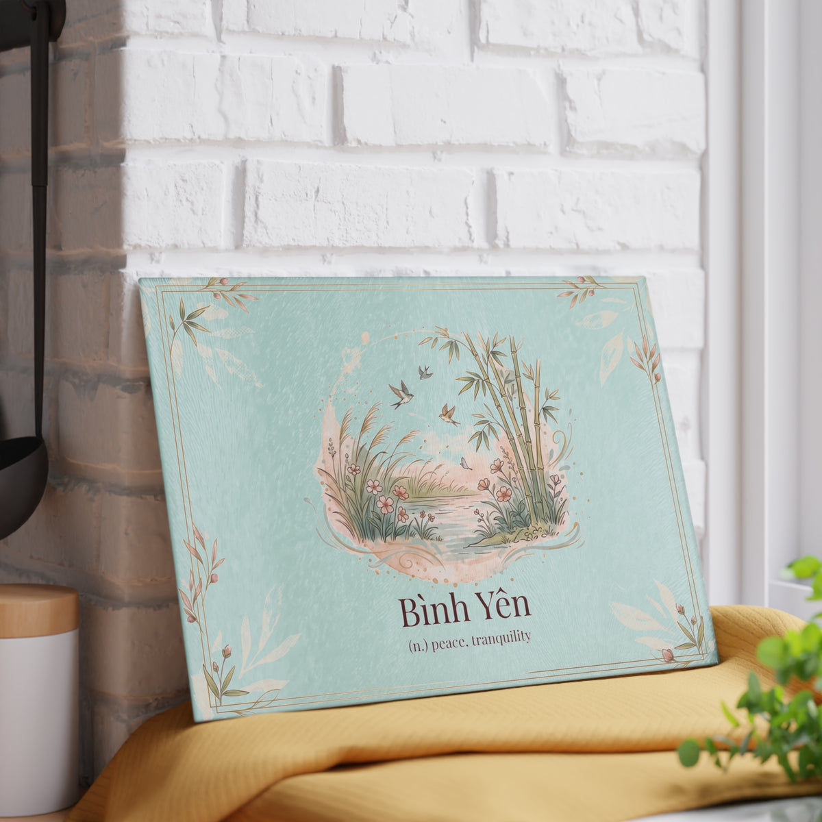 Vietnamese Bamboo Bình Yên (Peace) Glass Cutting Board