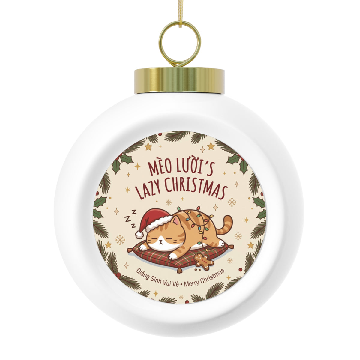 Mèo Lười (Lazy Cat) Sleeping Cat Christmas Ornament