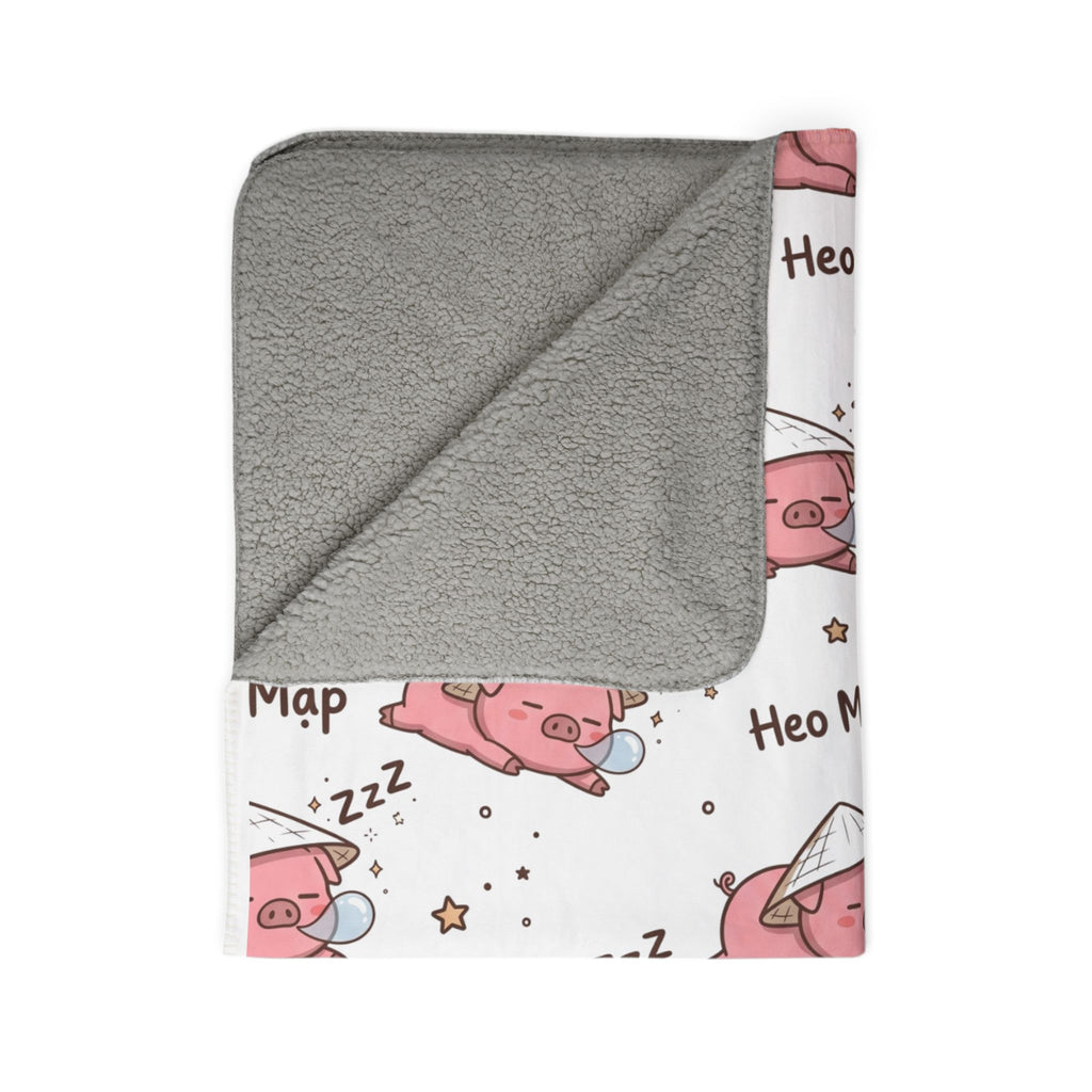 Heo Mập (Chubby Pig) Sleeping Pig Fleece Sherpa Blanket